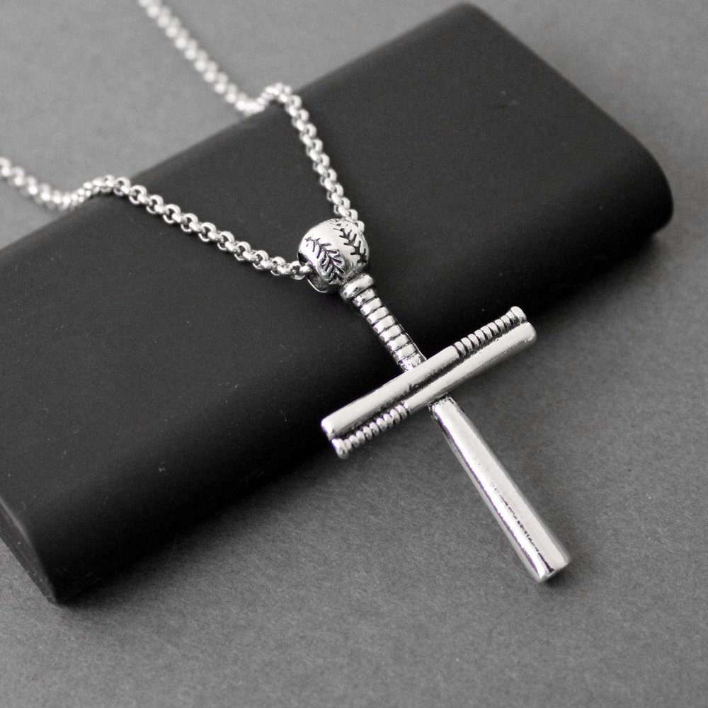 Baseball Cross Pendant Necklace
